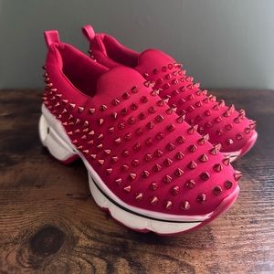 Women's Red Spiked Chunky Lightweight Sneakers Size 5.5